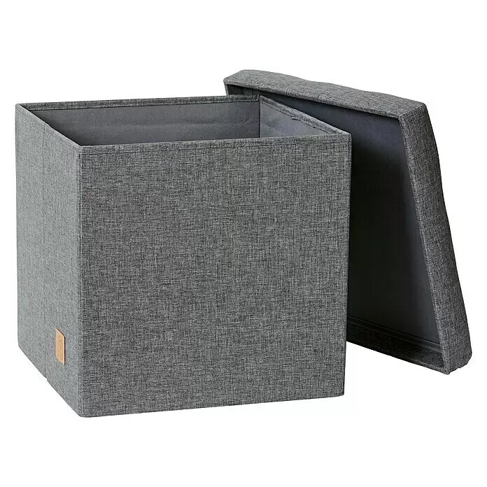 Store It Premium Hocker mit Stauraum HomeL x B x H: 38 x 38 x 38 cm, Grau Diagonal View