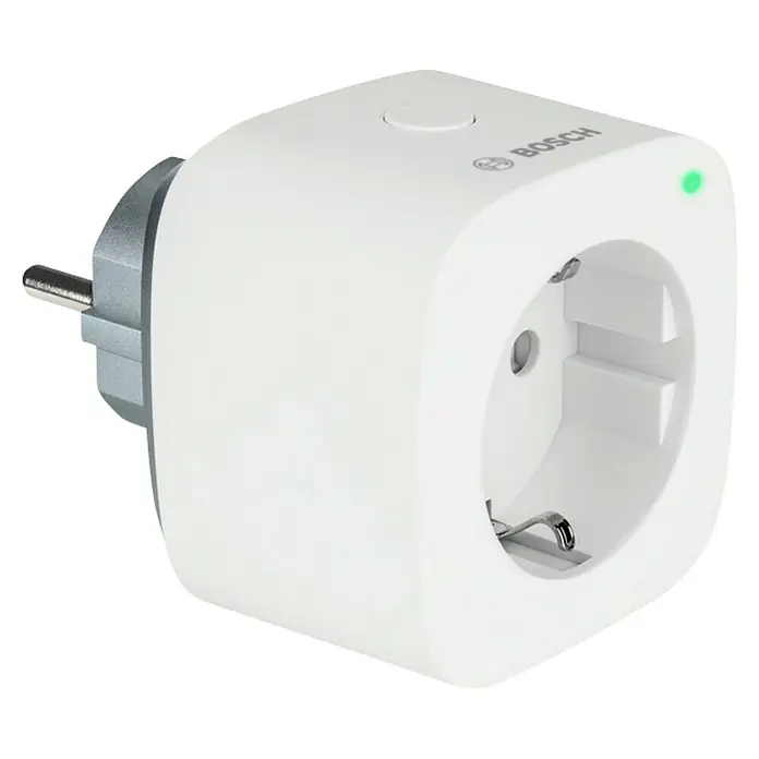 Bosch Smart Home Smart-Steckdose Kompakt - Weiß, Max. Anschlussleistung: 3.680 W - Intelligente Steckdose von Bosch, die das Ein- und Ausschalten von Geräten per App ermöglicht. Kompaktes Design mit integrierter LED-Anzeige.
