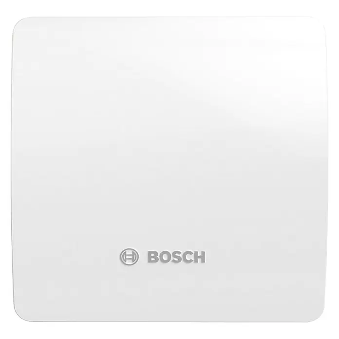 Bosch Wandventilator Fan 1500 - Weiß, 12,5 cm - Quadratischer, weißer Bosch Smart Home Controller mit abgerundeten Ecken und dem Bosch-Logo unten in der Mitte.