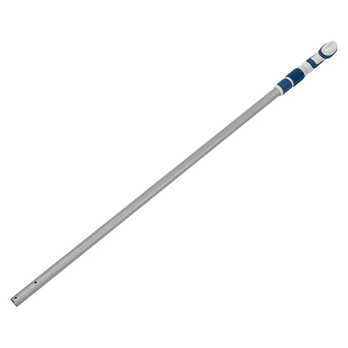Malibu Teleskopstab - 240 cm, Aluminium - Eine ausziehbare Teleskopstange mit blau-weißen Griffstücken. Ideal für verschiedene Reinigungs- und Wartungsarbeiten.