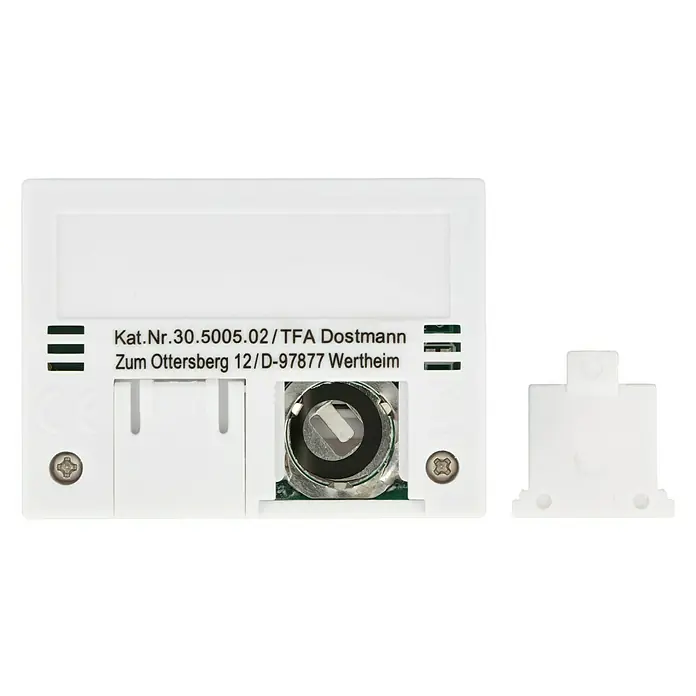 TFA Dostmann Termómetro - Digital, L x An x Al: 1,6 x 5,4 x 3,9 cm, Blanco - Vista del producto de una unidad TFA Dostmann, que muestra información detallada y conexiones para mediciones precisas y un rendimiento confiable.