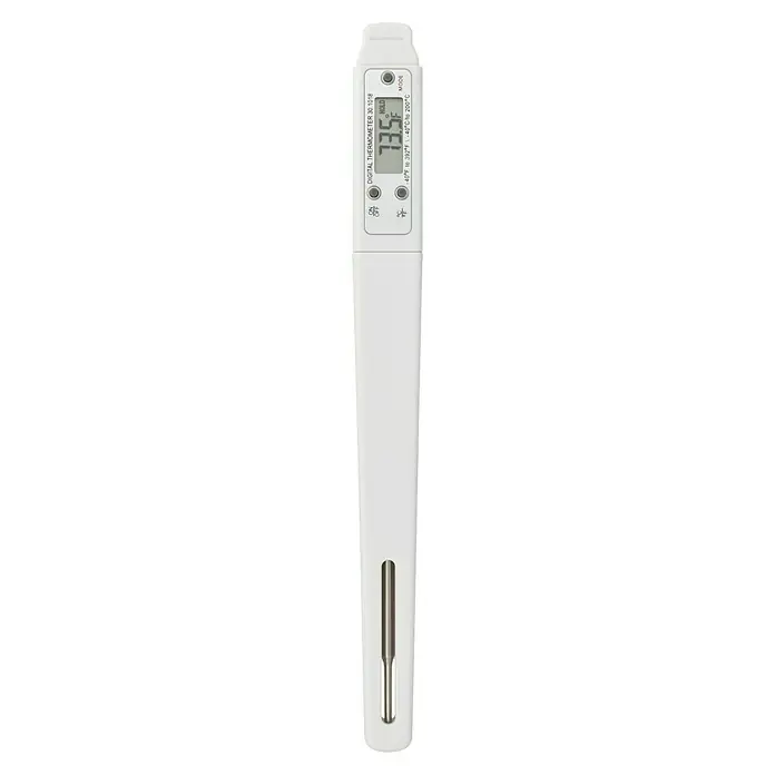 TFA Dostmann Einstichthermometer Pocket-Digitemp - Digital, L x B x H: 1,6 x 2 x 20,5 mm - Abbildung eines weißen Digitalthermometers, das eine Temperaturanzeige von 73,5 Grad anzeigt.