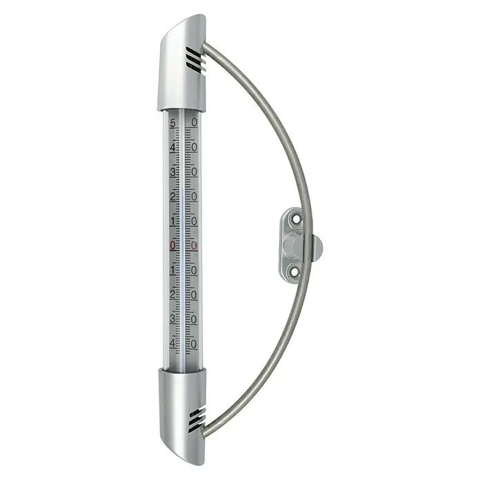 TFA Dostmann Fensterthermometer Orbis - Analog, L x B x H: 2,6 x 10,3 x 23,5 cm - Außenthermometer zur Wandmontage mit Temperaturskala. Das Thermometer zeigt Temperaturen im Plus- und Minusbereich an.