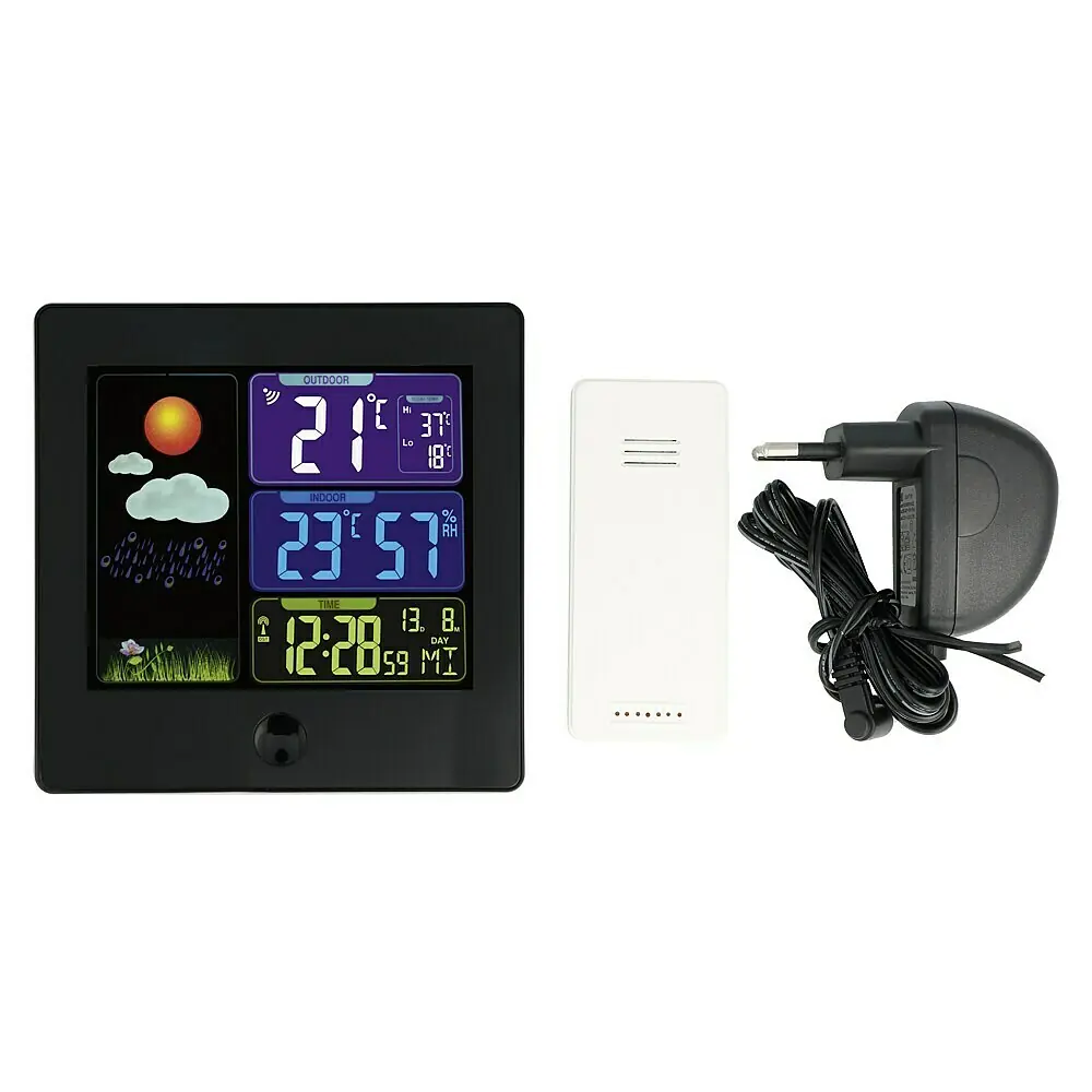 SELVA Wetterhausschen Freiburg Weerstation, van hout, handgemaakt, met temperatuurweergave, zwarte woudstijl