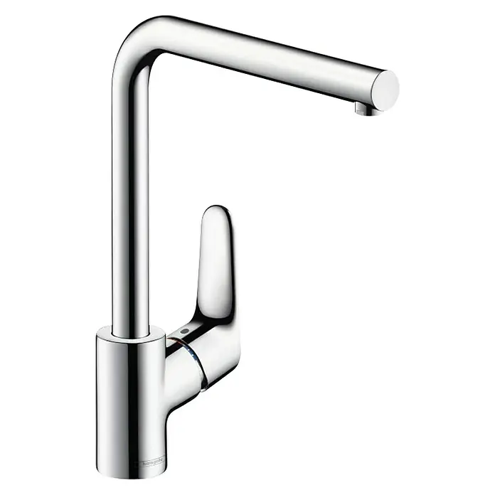 Hansgrohe Spültischarmatur Focus M41 - L-Auslauf, Chrom, Glänzend - Einhand-Waschtischmischer mit hohem Auslauf für komfortables Händewaschen und stilvolles Baddesign.