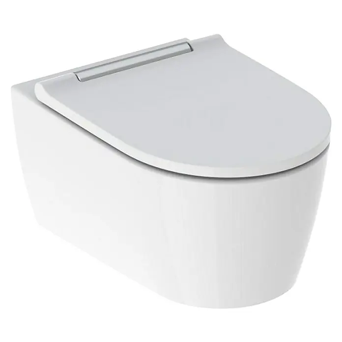 Geberit Wand-WC-Set ONE - Spülrandlos, Mit schmutzabweisender Glasur, Spülform: Tief, WC Abgang: Waagerecht, Weiß - Modernes, wandhängendes WC in Weiß mit geschlossenem Design. Ideal für ein stilvolles Badezimmer.