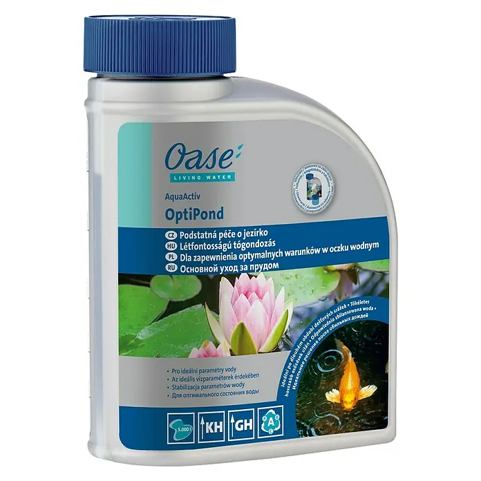 Oase Cuidado para estanques OptiPond - 500 ml - Oase AquaActiv OptiPond para el cuidado óptimo del estanque. Estabiliza los parámetros del agua y garantiza condiciones ideales.