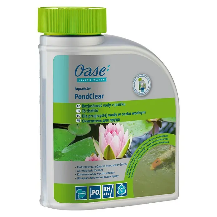 Oase Cuidado para estanques Pondclear - 500 ml - Oase AquaActiv PondClear: Aclara el agua del estanque, elimina la turbidez verde y favorece un ambiente saludable.