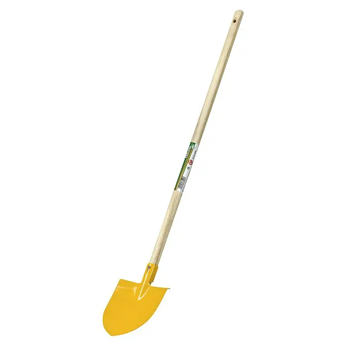 Freund Victoria Kinder-Spitzschaufel - Länge Stiel: 75 cm - Gelber Spaten mit Holzgriff, ideal für Gartenarbeiten und zum Umgraben von Beeten. Praktisches Gartengerät für Hobbygärtner und Profis.