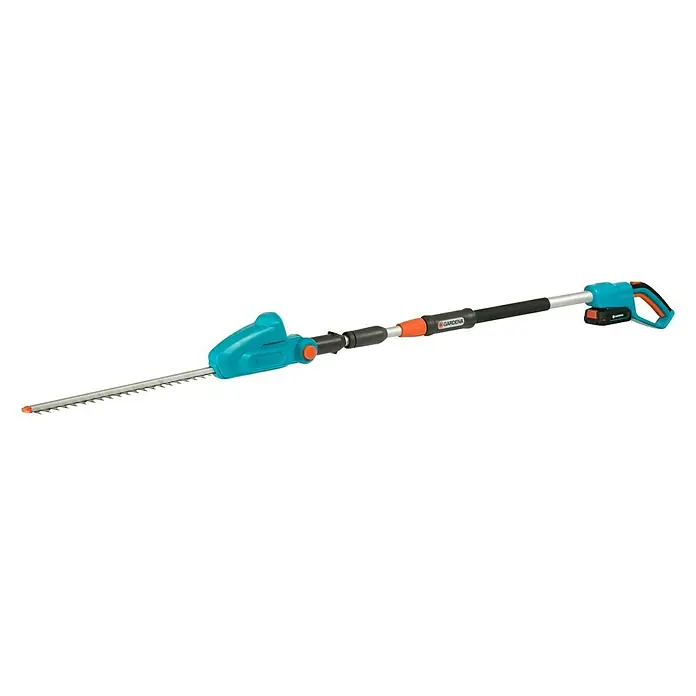 Gardena Power for All 18V Akku-Hochentaster - 18 V, 1 Akku, Schwertlänge: 20 cm - Gardena Akku-Teleskop-Heckenschere mit verstellbarem Schneidkopf und Teleskopstiel für bequemes Schneiden hoher Hecken.