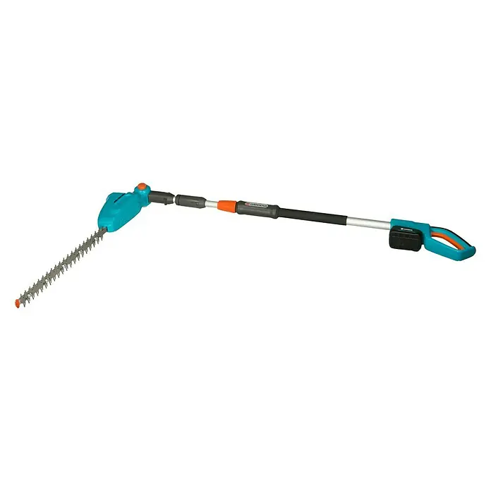 Gardena Power for All 18V Akku-Hochentaster - 18 V, 1 Akku, Schwertlänge: 20 cm - Akku-Teleskop-Heckenschere mit verstellbarem Schneidkopf für komfortables Trimmen hoher Hecken. Leicht und einfach zu bedienen für präzise Ergebnisse.