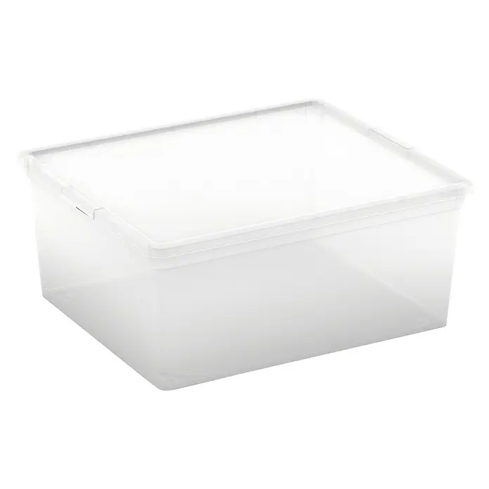 KIS Aufbewahrungsbox C-Box M+ - 34 x 40 x 17 cm, 18 l, Transparent - Ein durchsichtiger Kunststoffbehälter mit Deckel, ideal für die Aufbewahrung verschiedener Gegenstände und zur Organisation.