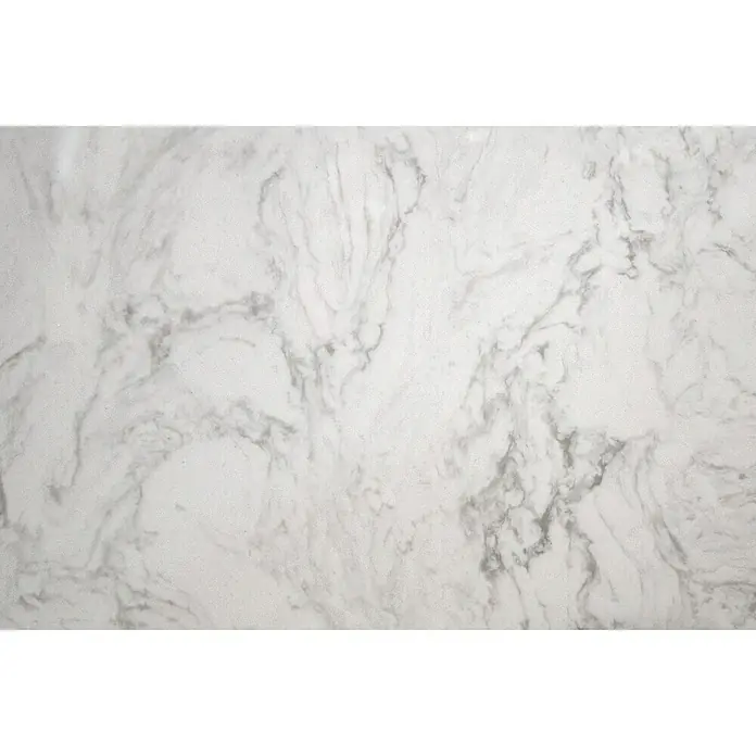 Fensterbank Mountain White Micro - 151 x 25 x 2 cm, Weiß, Kunststein, Agglo-Marmor - Helle Marmorplatte mit grauen Wirbeln, ideal für Küchenarbeitsplatten und Badezimmerwaschtische. Ein eleganter und zeitloser Look.