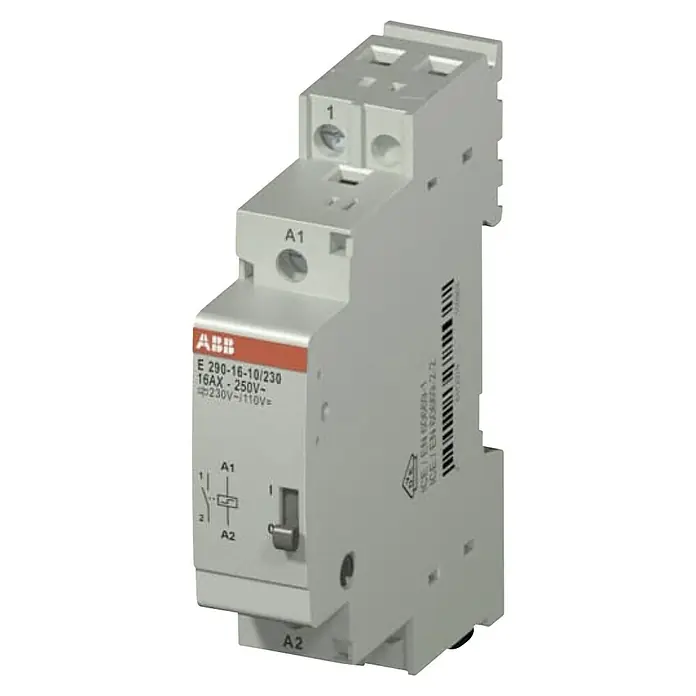 ABB Stromstoßschalter - 230 V - ABB E 290-16-10/230 Installationsschütz mit einer Nennspannung von 250V und einem Bemessungsstrom von 16AX für vielfältige Anwendungen.