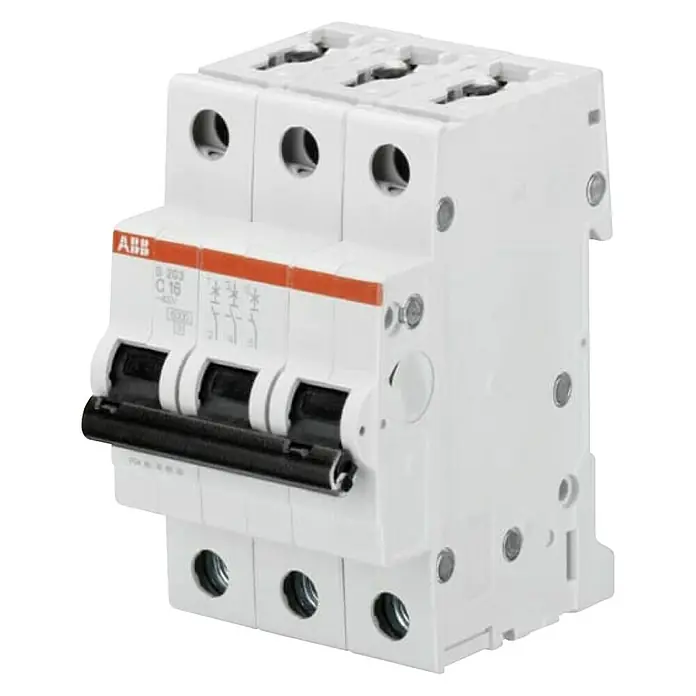 ABB System pro M compact Sicherungsautomat S203-C32 - C, 32 A, 6 kA, 3 Stk. - Dreipoliger ABB Leitungsschutzschalter mit C-Charakteristik und 16A Nennstrom für zuverlässigen Schutz vor Überlast und Kurzschlüssen.