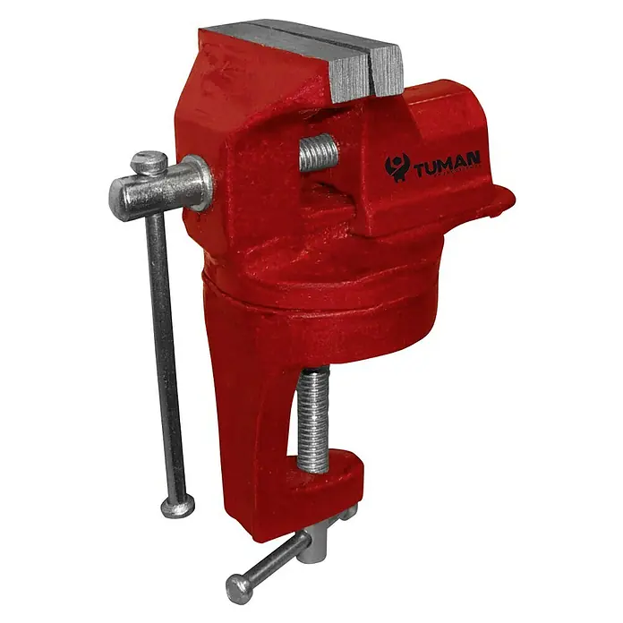 Mordaza giratoria para tornillo de banco 105210 - L x An x Al: 7 x 17 x 23 cm, Anchura de sujeción: 60 mm, Acero - Tornillo de banco rojo Tuman para trabajos de taller precisos. Perfecto para fijar objetos, robusto y fiable para artesanos y aficionados al bricolaje.
