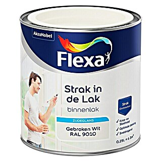 Flexa Strak in de Lak Kleurlak Gebroken Wit RAL 9010 (Gebroken wit, 250 ml, Zijdeglans)