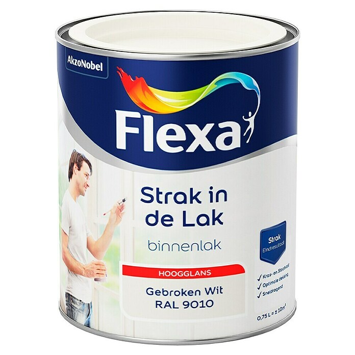 Flexa Strak in de Lak Kleurlak Gebroken Wit RAL 9010 (750 ml, Binnen) | BAUHAUS