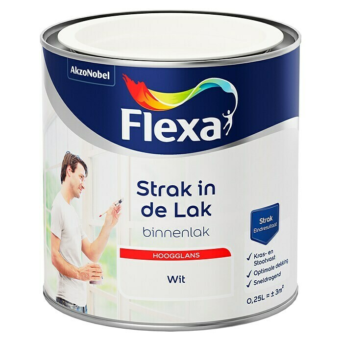 Berg kleding op borst terugtrekken Flexa Strak in de Lak Lak Wit (Wit, 250 ml, Hoogglans) | BAUHAUS