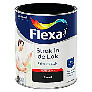 Flexa Strak in de Lak Lak Zwart (Zwart, 750 ml, Hoogglans)
