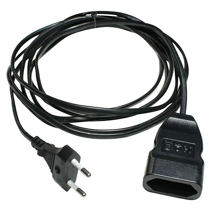 Voltomat Verlängerungskabel - 3 m, Schwarz, H03VVH2-F - Schwarzes Verlängerungskabel mit Eurostecker und -buchse für den flexiblen Einsatz elektronischer Geräte.