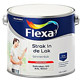 Flexa Strak in de Lak Kleurlak Gebroken Wit RAL 9010 (Wit, Hoogglans, 2,5 l, Binnen)