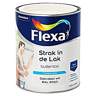 Flexa Strak in de Lak Kleurlak Gebroken Wit RAL 9010 (Gebroken wit, 750 ml, Zijdeglans)