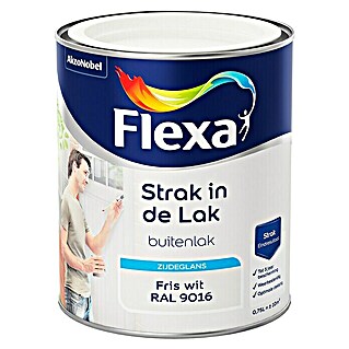 Flexa Strak in de Lak Witte lak Fris Wit RAL 9016 Terpentinebasis (Fris Wit, 750 ml, Zijdeglans)