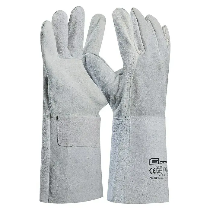 Gebol Guantes de soldador Lightning - Talla del guante: 10, Gris - En la imagen hay dos guantes de soldador grises. Proporcionan protección y comodidad durante las tareas de soldadura.