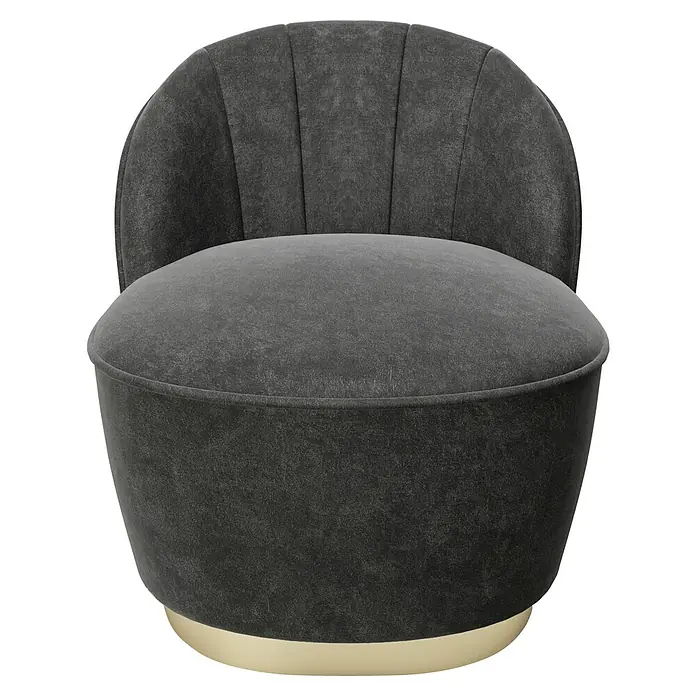 Sessel Stella - L x B x H: 67 x 71 x 70 cm, 100 % Polyester, Grau - Elegantes graues Polstersessel mit goldenem Sockel. Ein stilvolles Möbelstück für jeden Raum, das Komfort und Design vereint.