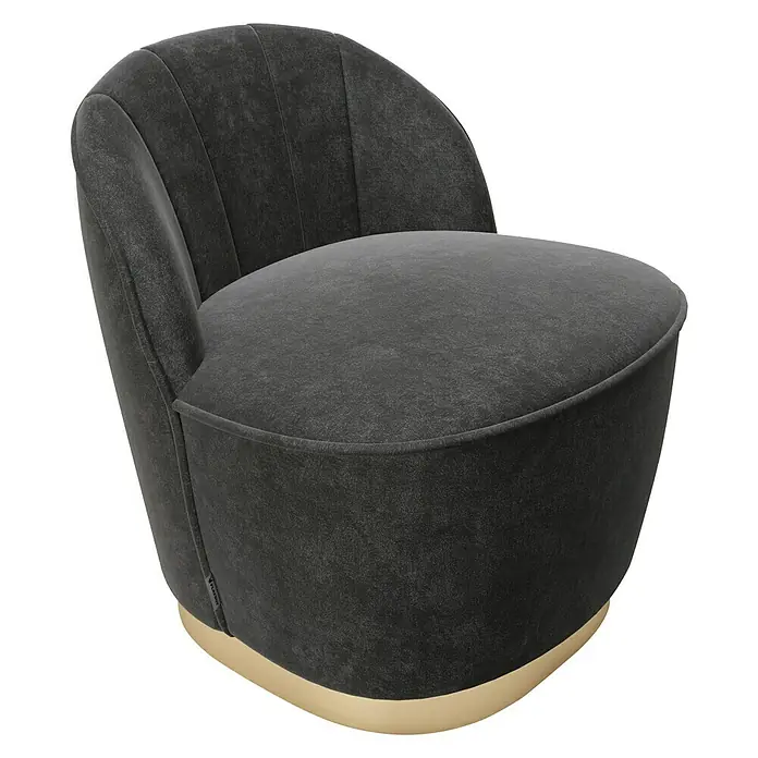 Sessel Stella - L x B x H: 67 x 71 x 70 cm, 100 % Polyester, Grau - Elegantes graues Samtsessel mit goldenem Sockel. Perfekt für stilvolle Wohnbereiche und komfortables Sitzen mit einem Hauch von Luxus.