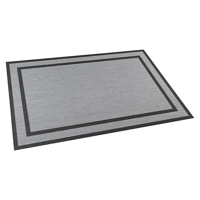 Alfombra de vinilo Marco - Plata, 230 x 160 cm - Una alfombra gris con un doble borde oscuro, que añade un toque moderno y elegante a cualquier estancia.