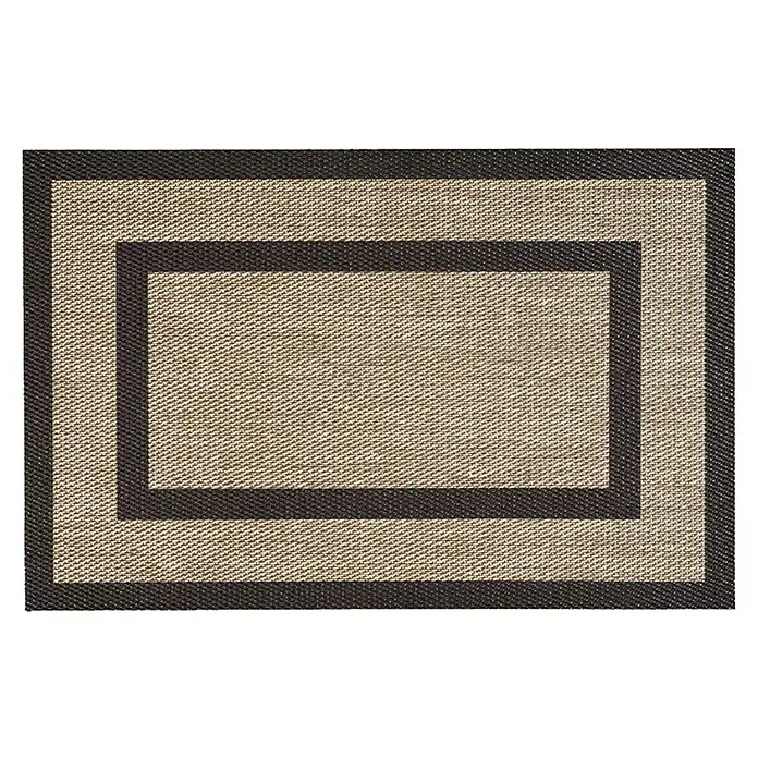 Alfombra de vinilo Marco - Oro, 180 x 120 cm - Un felpudo rectangular con un patrón marrón texturizado y un borde doble en tonos más oscuros de marrón.