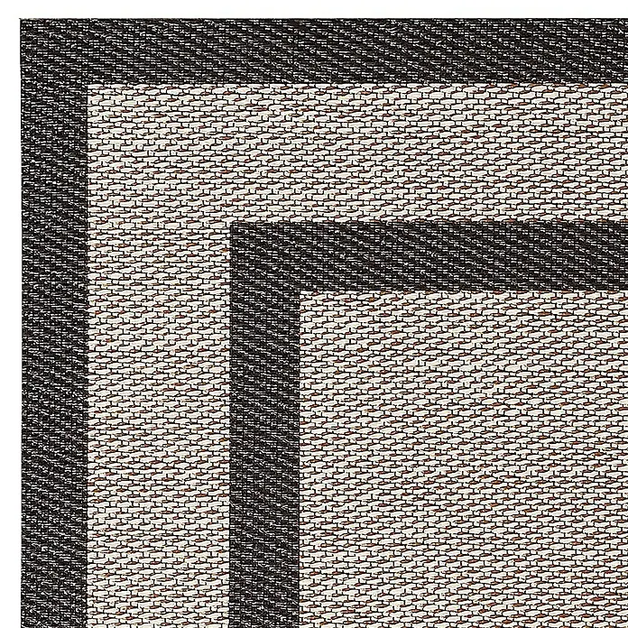 Alfombra de vinilo Marco - Oro, 180 x 120 cm - Primer plano de una alfombra con un patrón marrón y beige y bordes oscuros, que muestra textura y un diseño elegante.