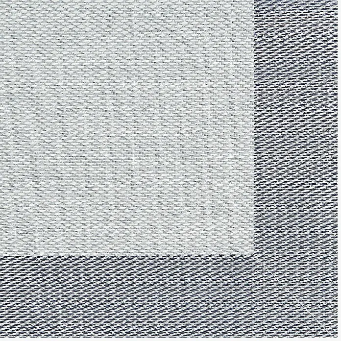 Alfombra de vinilo Living - Gris, 150 x 80 cm - Primer plano de un mantel individual con un centro liso y claro y un borde texturizado más oscuro. El tejido parece de alta calidad.