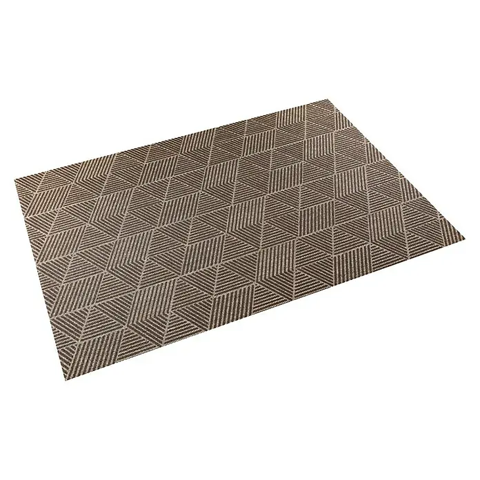 Alfombra de vinilo Living Geométrica - Beige/Marrón, 290 x 200 cm - Esta alfombra presenta un diseño geométrico en marrón y beige, añadiendo un toque de estilo a cualquier habitación. Perfecta para salones y comedores.