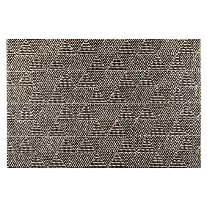 Alfombra de vinilo Living Geométrica - Beige/Marrón, 290 x 200 cm - Una alfombra marrón con un patrón geométrico de triángulos, que ofrece un diseño moderno y elegante.
