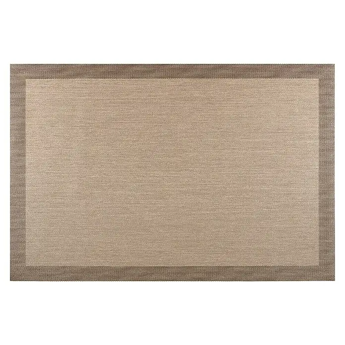 Alfombra de vinilo Living - Beige/Tostado, 200 x 60 cm - Alfombra beige con borde marrón chocolate, que ofrece un elemento de diseño elegante y refinado para cualquier habitación.