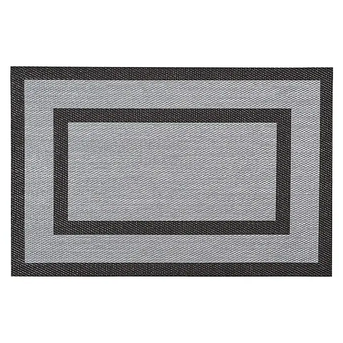 Alfombra de vinilo Marco - Plata, 230 x 160 cm - Felpudo rectangular con centro gris y borde negro.