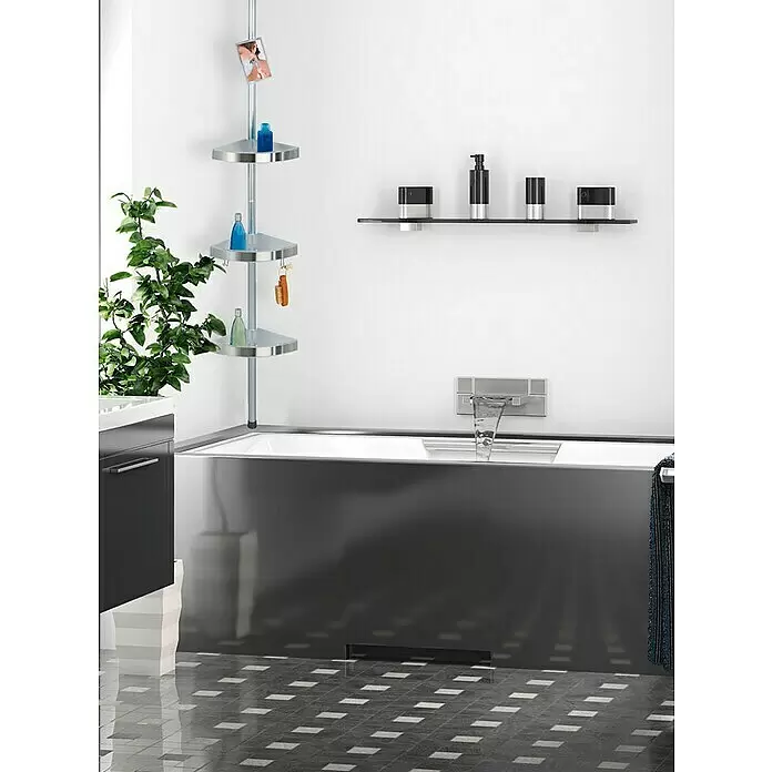 Wenko Teleskop-Eckregal Premium - Höhenverstellung: 70 cm - 260 cm, 3-stöckig, Edelstahl - Stimmungsaufnahme