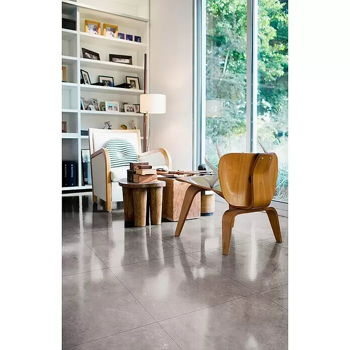 Feinsteinzeugfliese Premium Marble - 80 x 80 cm, Grau, Glänzend - Stimmungsaufnahme