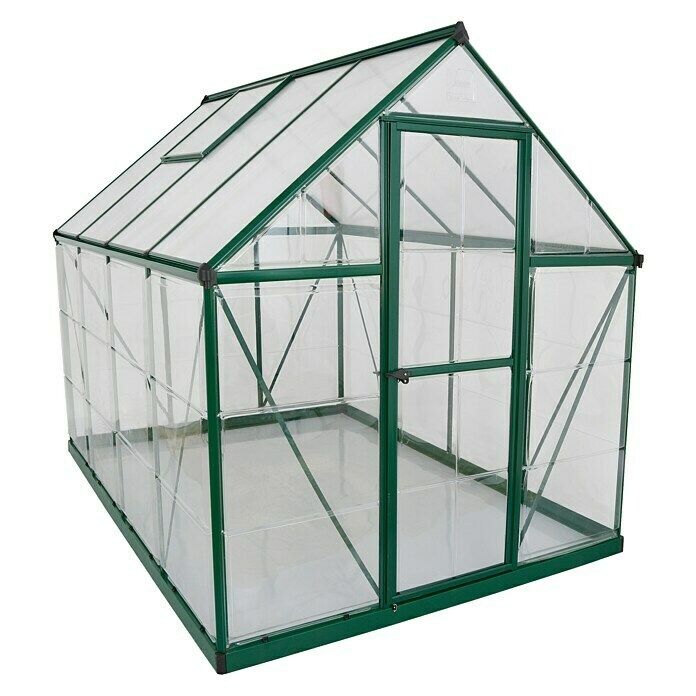 Palram Invernadero (2,47 x 1,85 x 2,08 m, Policarbonato, Espesor del vidrio de las paredes laterales: 0,75 mm, Verde)