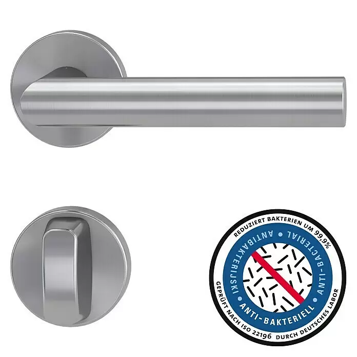 Diamond Doors Modern Drückergarnitur WC L-Form Premium - Stärke Tür: 40 mm - 45 mm, Edelstahl, L-Form, Schlitzkopf/Olive - Informationsansicht
