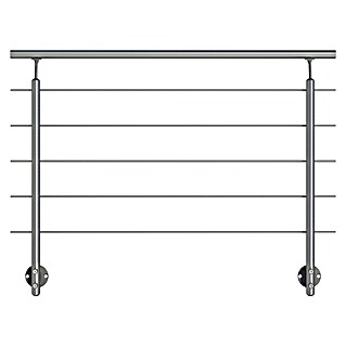 Dolle Geländer-Set PS 011 (Seitenmontage, Aluminium, Silber, Rund, Länge: 150 cm)