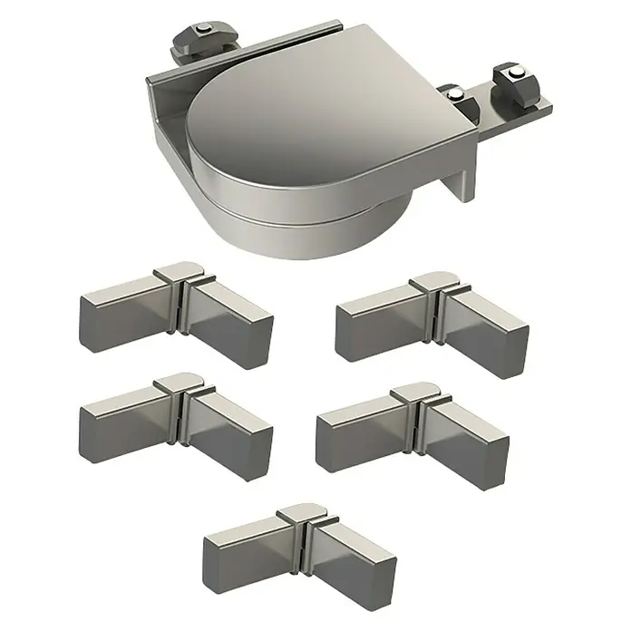 Dolle Eckverbinder-Set PS 302 - Dark Grey, Eckig - Produktansicht: Graues, drehbares Eckmodul mit kleineren Eckstücken, ideal für flexible und moderne Möbelgestaltung.
