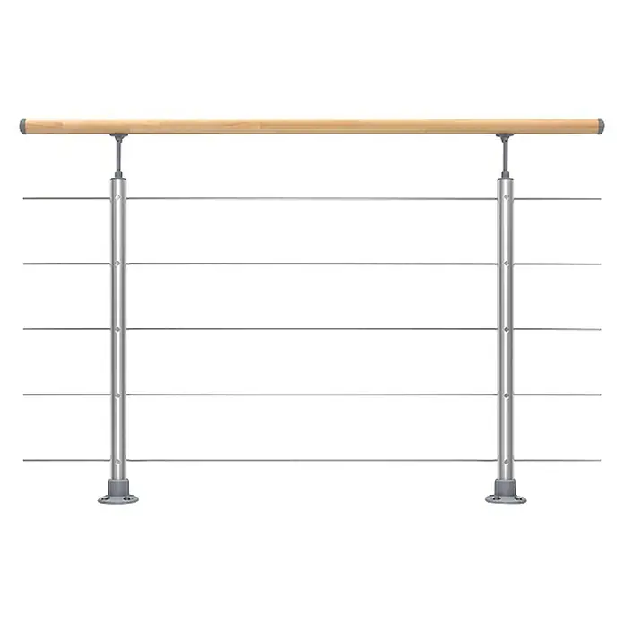 Dolle Geländer-Set PS 030 - Oberbodenmontage, Aluminium, Buche, Länge: 150 cm - Geländer mit Holzhandlauf und Edelstahlstreben. Das Geländer zeichnet sich durch sein modernes Design und die hochwertige Verarbeitung aus.