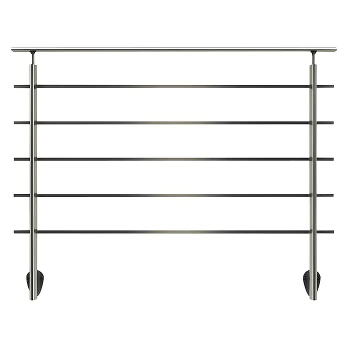 Dolle Geländer-Set PS 201 - Seitenmontage, Aluminium, Dark Grey, Länge: 150 cm - Eine moderne Edelstahl-Geländerkonstruktion mit horizontalen Streben, ideal für zeitgenössische Innenräume und Treppenhäuser.