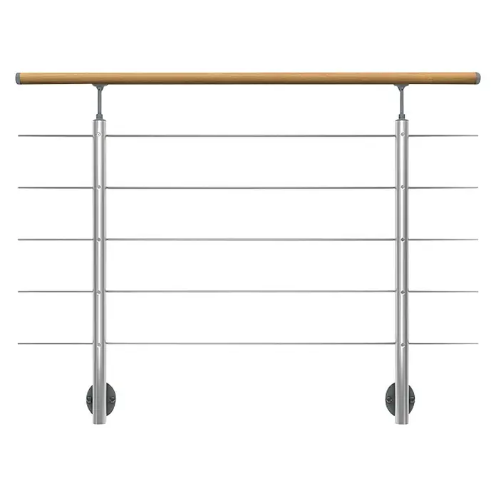 Dolle Geländer-Set PS 021 - Seitenmontage, Aluminium, Eiche, Länge: 150 cm - Edelstahlgeländer mit Holzhandlauf für Treppen und Balkone, stilvoll und sicher. Ideal für moderne Innen- und Außenbereiche.