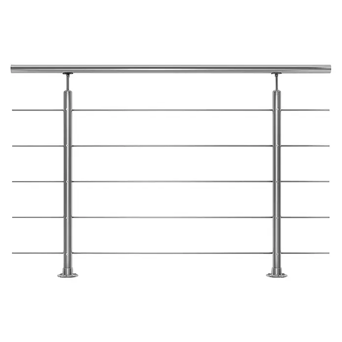 Dolle Geländer-Set PS 500 - Oberbodenmontage, Edelstahl V2A, Rund, Länge: 150 cm - Edelstahlgeländer mit horizontalen Streben. Ein modernes und sicheres Geländer für Treppen und Balkone.