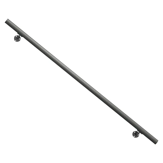 Dolle Handlauf-Set PS 153 - Aluminium, Anthrazitgrau, Länge: 150 cm - Ein modernes Treppengeländer aus dunklem Metall mit minimalistischen Halterungen, ideal für zeitgenössische Innenräume.